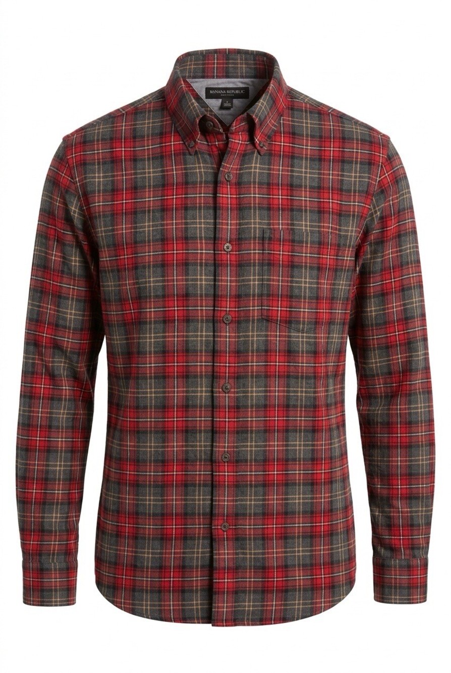 NEW with tags, Banana Republic Standard Fit Men's Medium Red Black Plaid Cotton